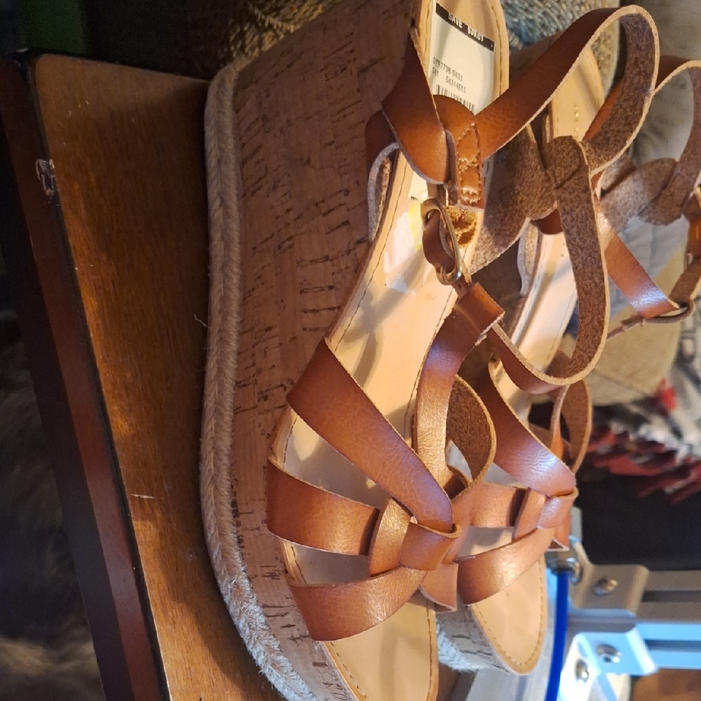Madden Girl Brown Strappy Wedge Sandals